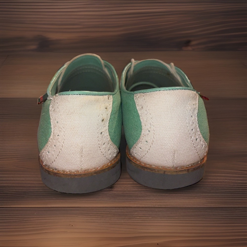 Vintage GH Bass Elizabeth Canvas Saddle Oxfords Shoes Women 8.5 Mint Green - Picture 6 of 10